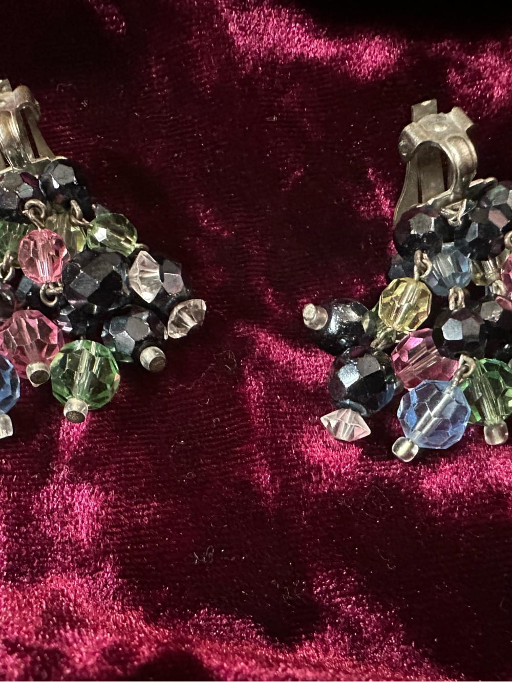 Multicolor Beaded Cluster Clip-On Earrings
